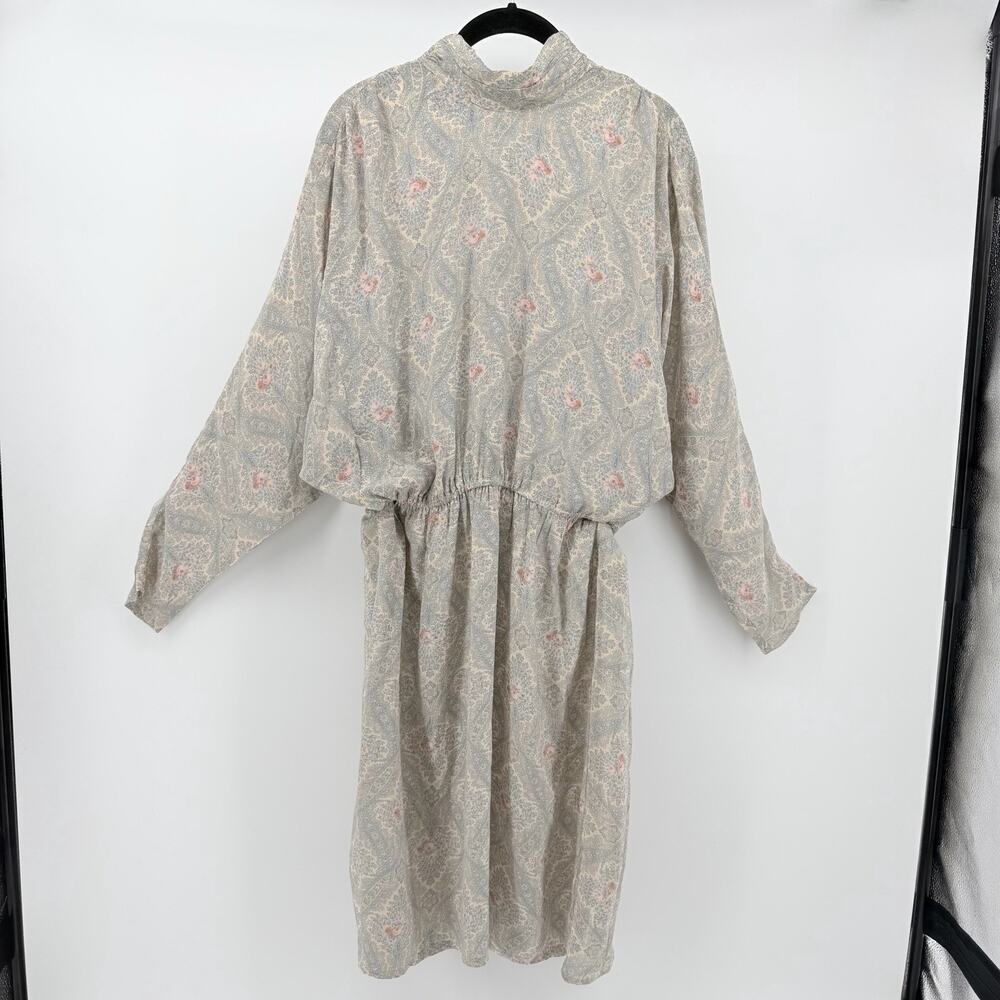 Vintage Grey and Pastel Victorian Floral Dress sz8 Blouson Dolman Cottagecore - Picture 2 of 7